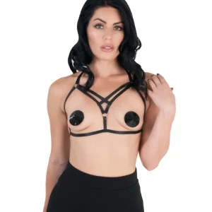 Buy Today Love In Leather Cross Over Harness Style Bralette