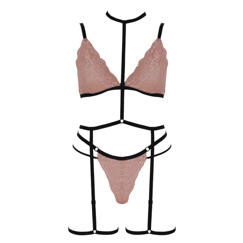 Budget Muse Triangle Bralette With Double Waist Strap Pink