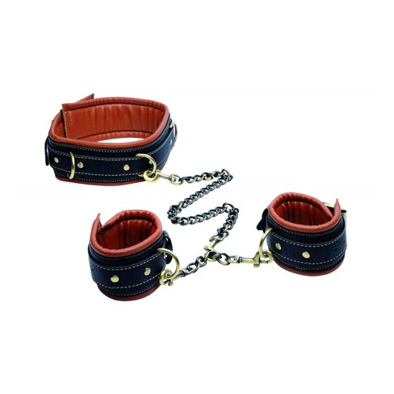 Express Delivery Master Series Coax Collar To Wrist Restraints Black Brown