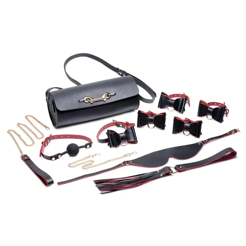 Master Series Bondage To Go Black & Red Bow Bondage Set w/Carry Case Modern