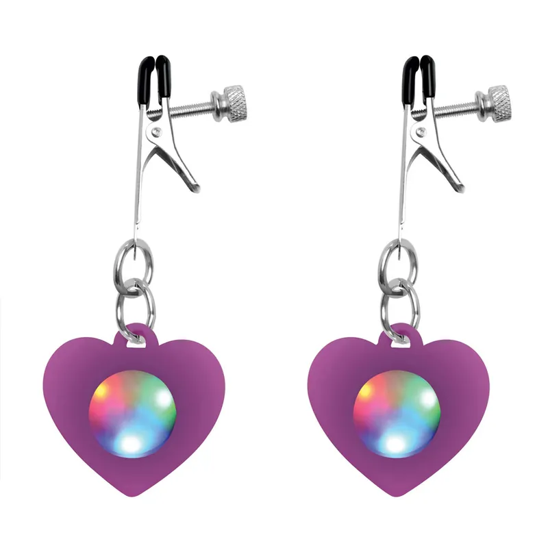 Charmed Silicone Light Up LED Heart Nipple Clamps Genuine