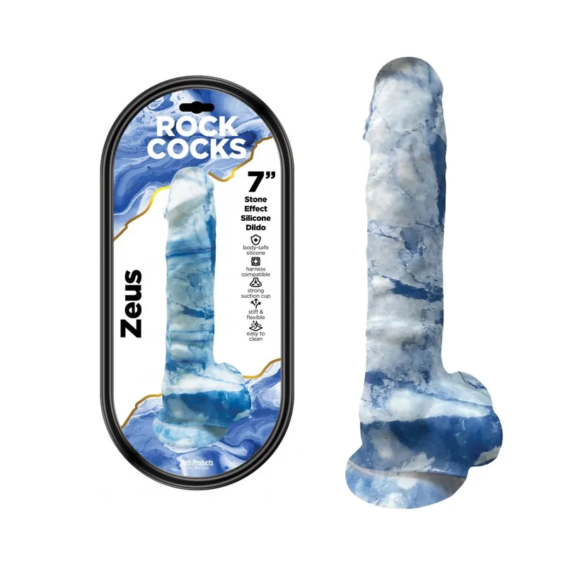 Deal Rock Cocks - Zeus Marble Silicone Dildo 7 In with Suction Cup