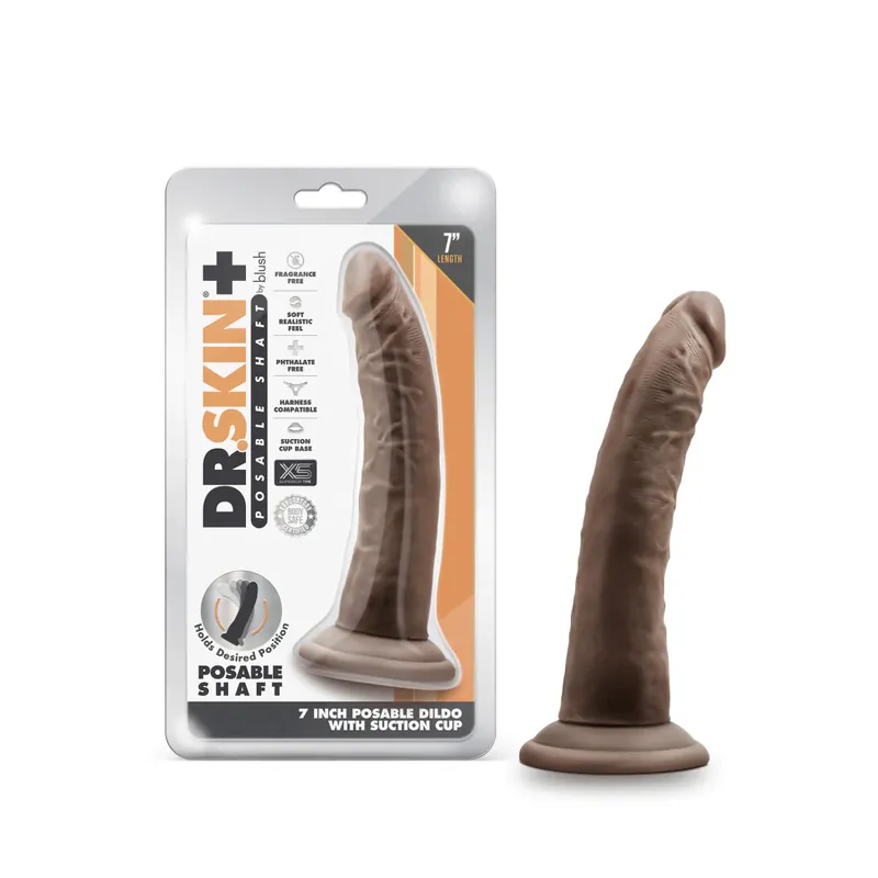 Blush Dr. Skin Plus 7" Posable Realistic Brown Dildo Special Offer
