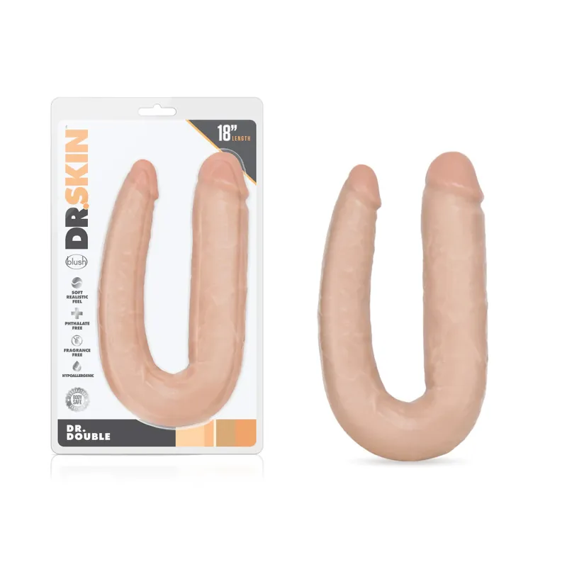 Blush Dr. Skin Dr. Double 18 Inch Dual Ended Realistic Dildo Direct From Manufacturer