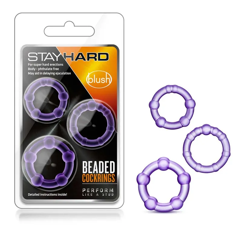 Blush Stay Hard Beaded Penis Cock Rings 3 Sizes Today Only
