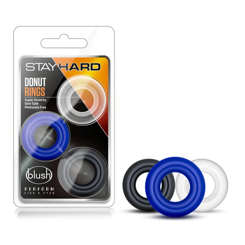 Blush Stay Hard Assorted Colors Donut Cock Rings 3PCS Best Choice
