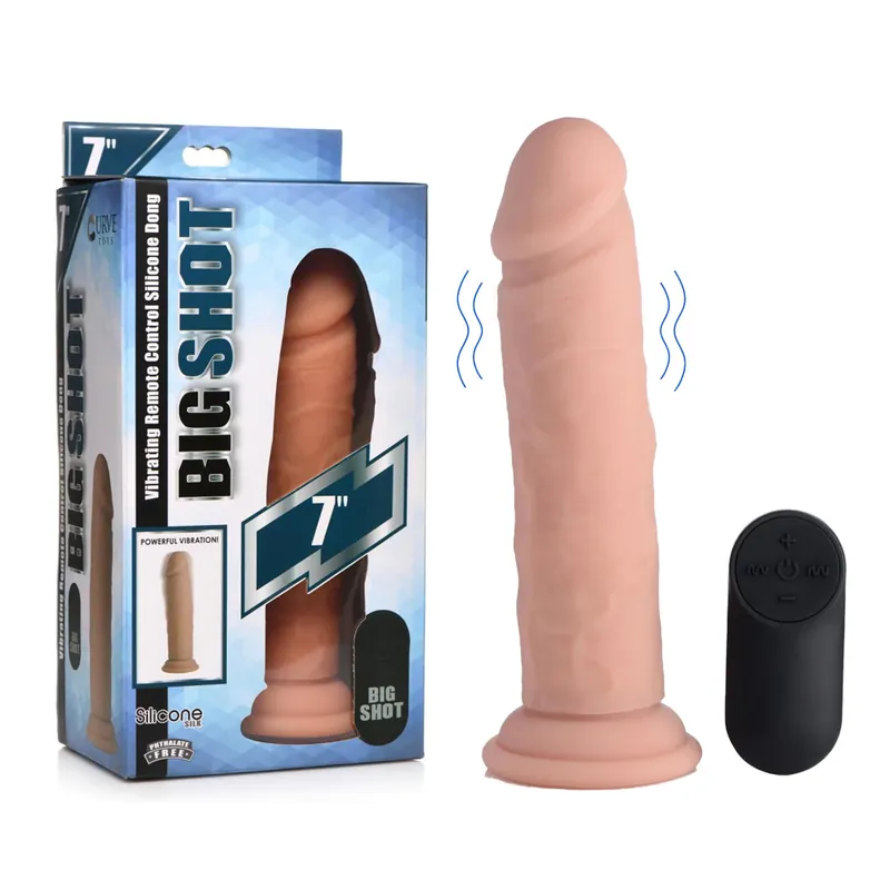 Big Shot Vibrating Silicone 7 Inch Dildo with Remote Viral