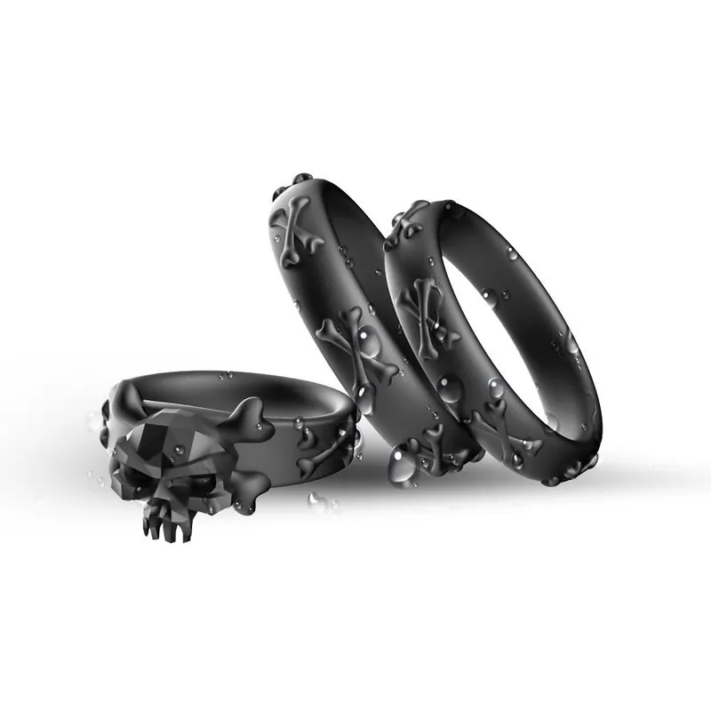 Cock Ring Skull Triple Ring Set Penis Rings Male Sex Delay Ring Shop Now