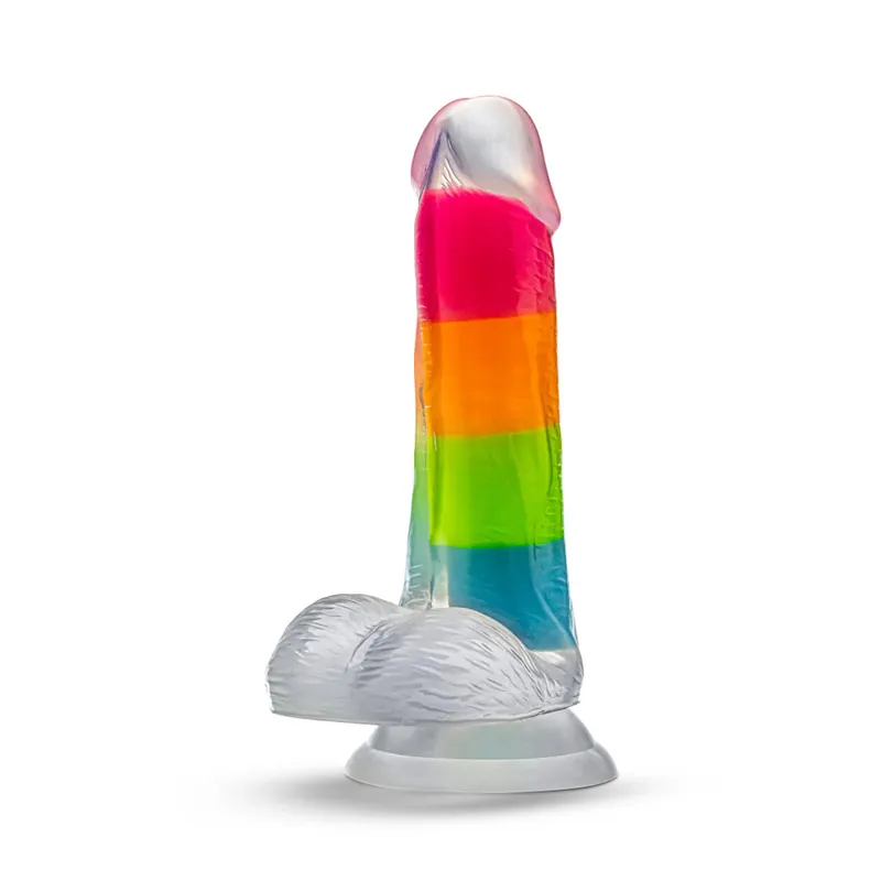 Brand New Neo Elite Glow-in-the-Dark Rainbow Rave 6.5 in Dual Density Dildo