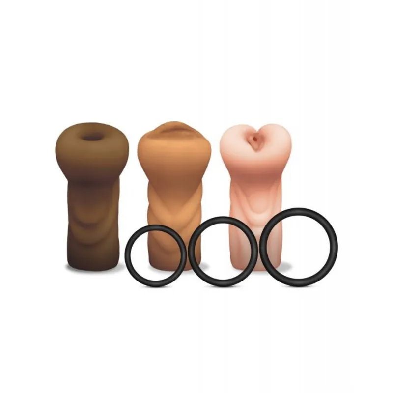 Limited Offer Global Novelties MSTR B8 Male Stroker Full Set with C Rings Assorted Pack of 3