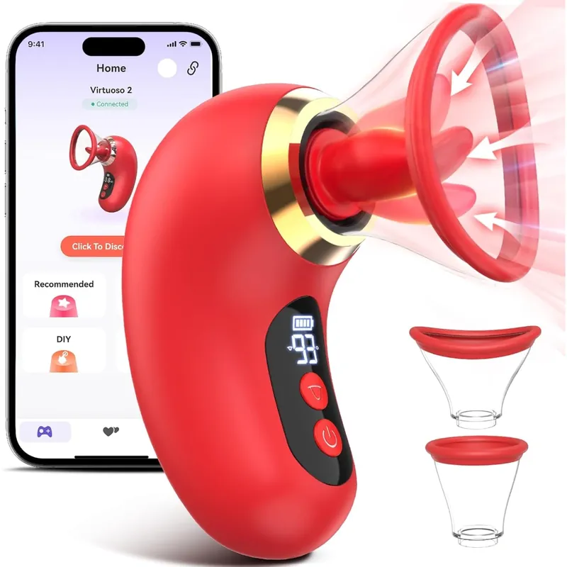 Deal Venusfun App Controlled Licking and Sucking Vibrator with LCD Display for G Spot Clitoral Play