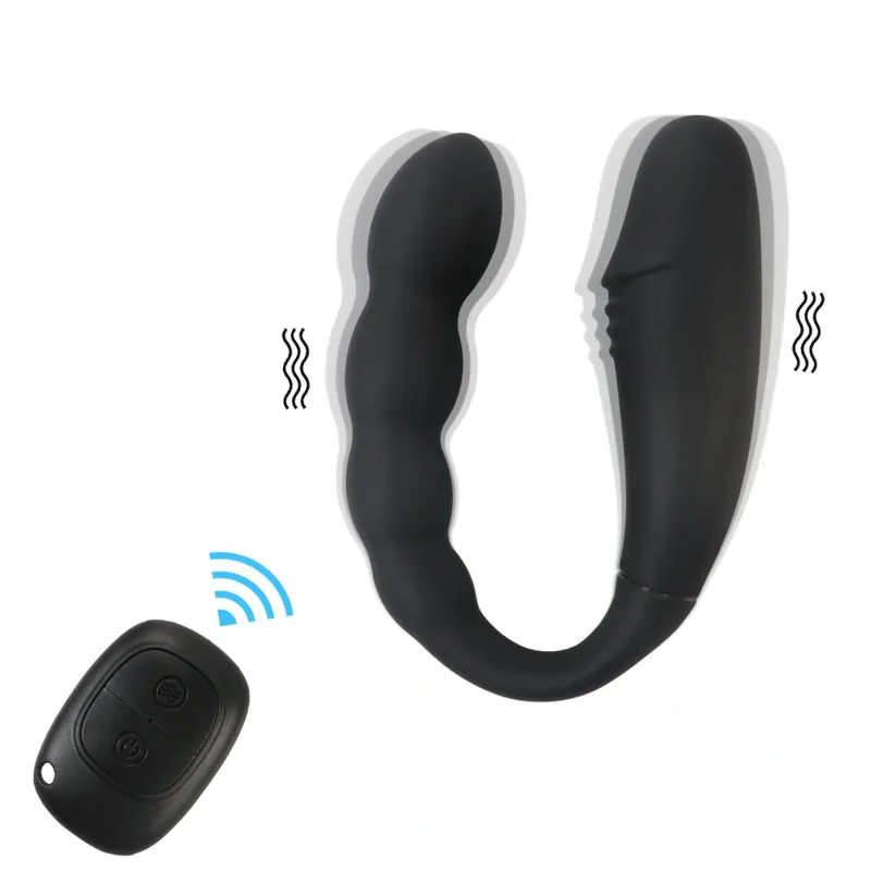 Clearance Venusfun Double-Head Vibrator with Dildo Anal Beads 10 Modes Remote Smooth Skin for Couples