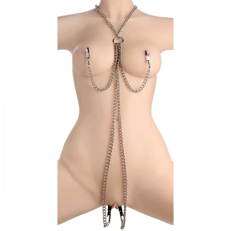 Bulk Order Chain Collar with Nipple and Clit Clamp Set
