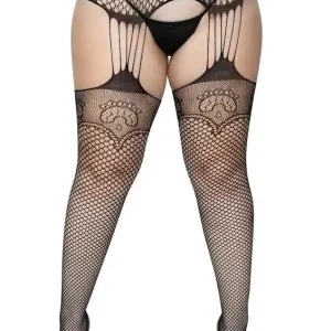 Duchess Plus Garter Belt Fishnet Stockings, Queen Size Don’t Miss Out
