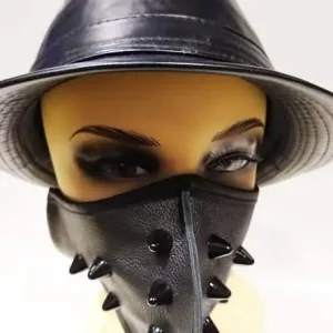 Authentic Leather Face Mask with Black Studs