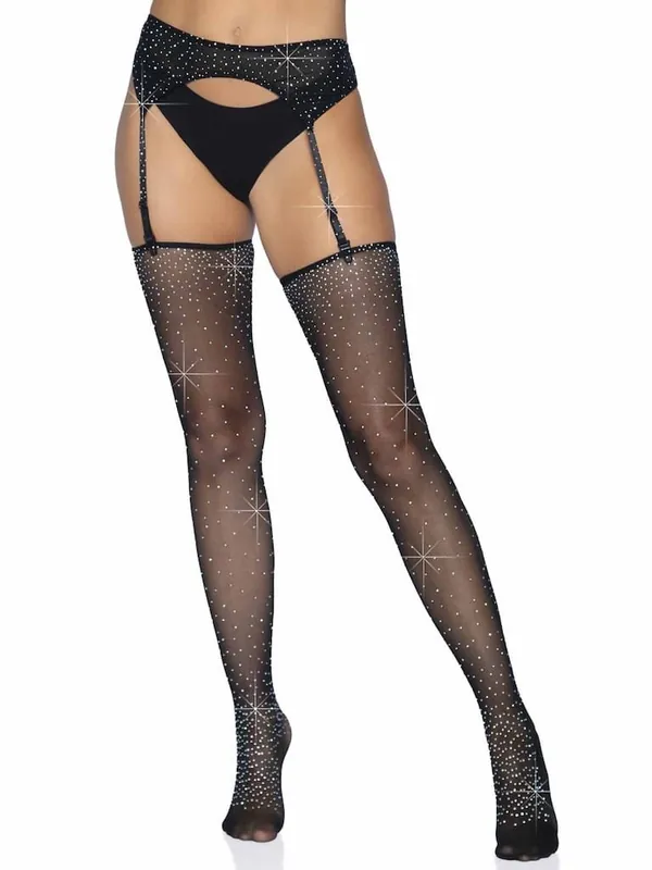 Factory Price Everly Rhinestone Garter Belt and Stockings Set
