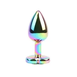 Authentic Hi-Basic Rainbow Heart Gem Metal Butt Plug