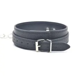 Black Bondage Collar with Lead Genuine